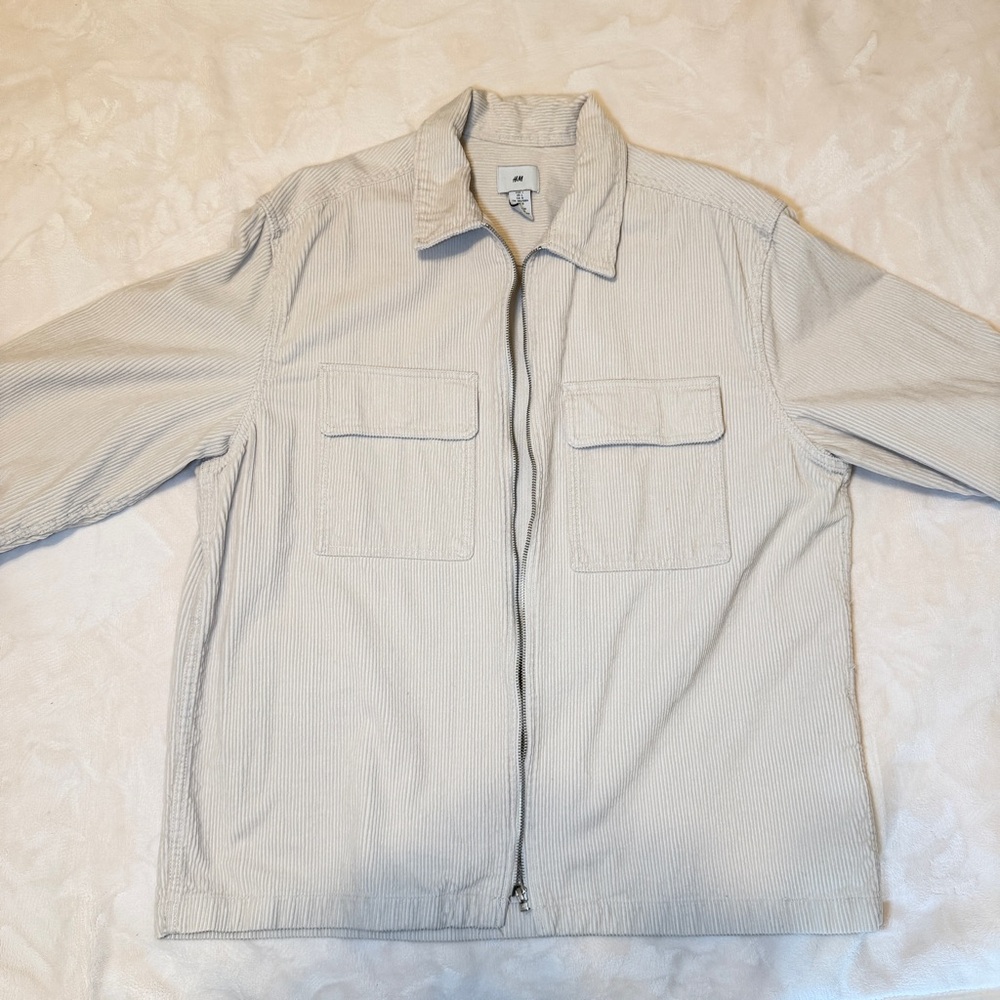 H&M Light Cream Corduroy Shirt Jacket